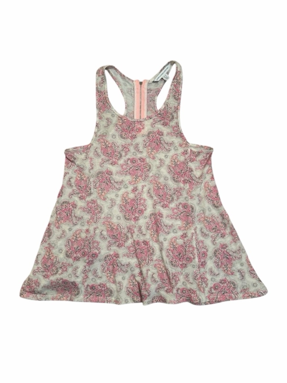 AMERICAN EAGLE Pink and Cream Paisley Flowy Tank